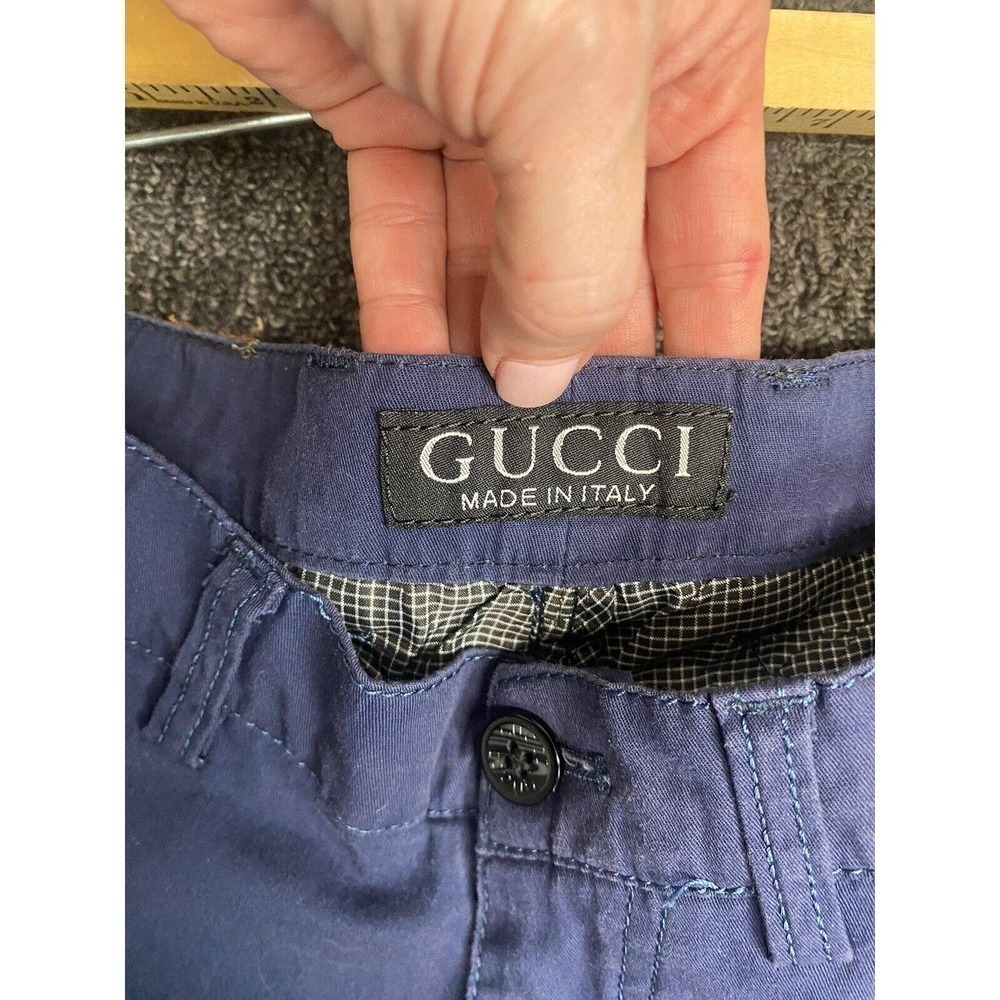 Gucci vintage Boot Cut Navy pants Silver Gucci Label‎ On Back SZ 28 - Picture 7 of 8